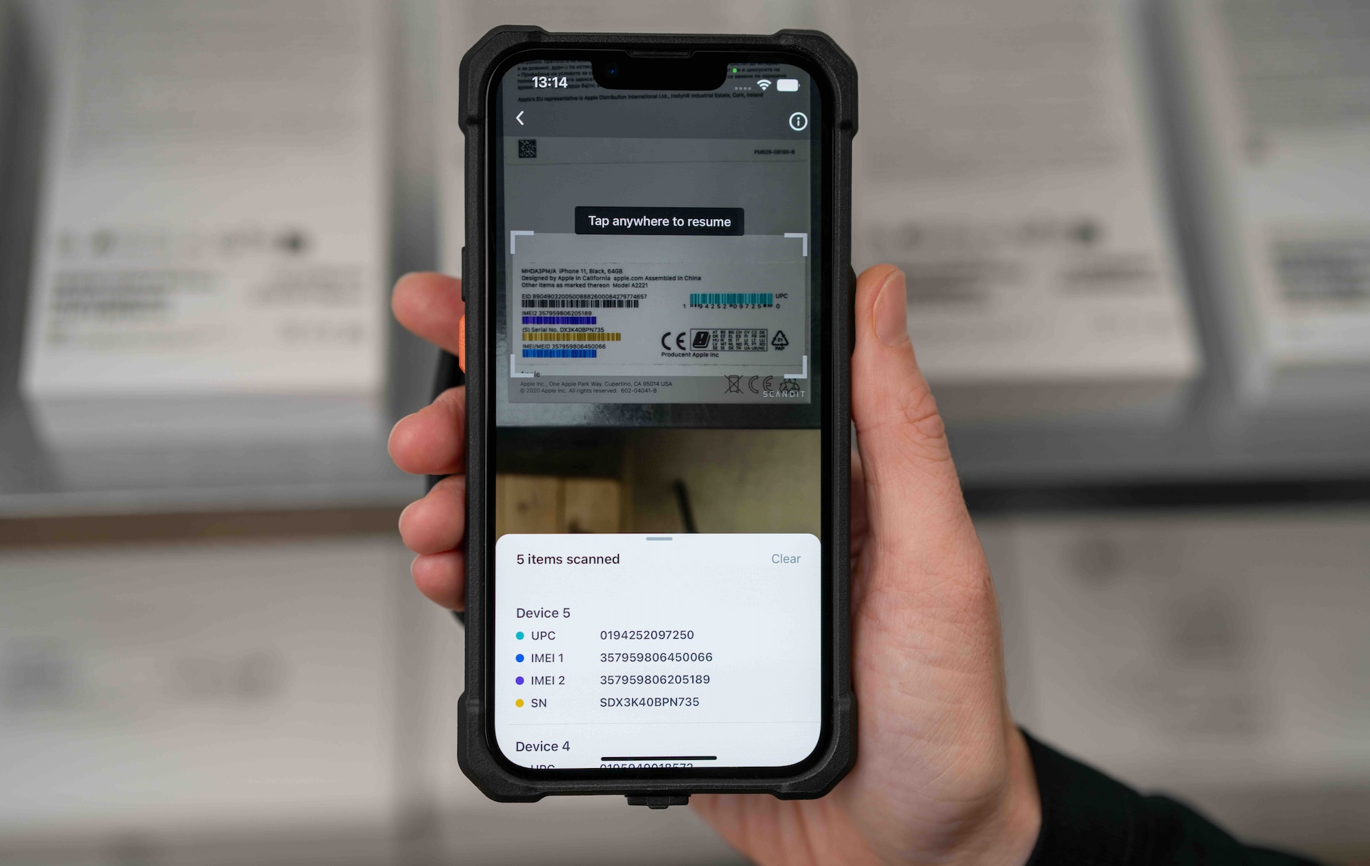 Label Capture result for scanning smart device labels